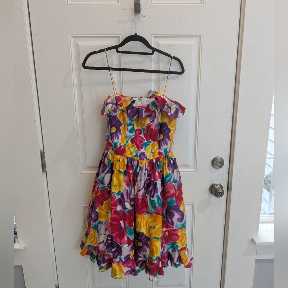 Oscar de la Renta Floral Sundress in Yellow, Pink, Purple, Teal